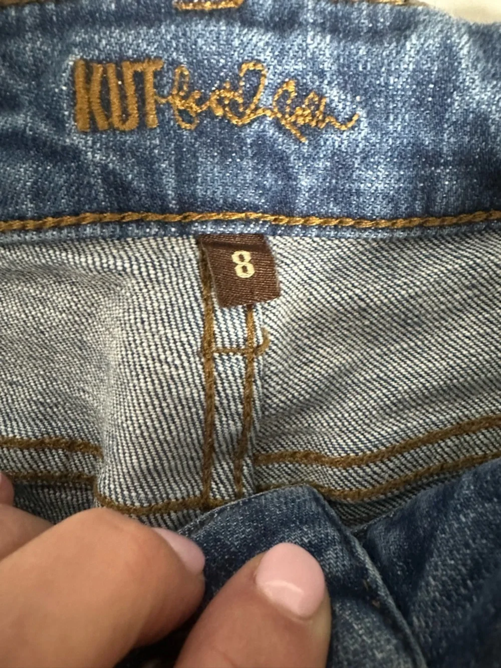 Kut from the Kloth Medium Blue Distressed Cutoff Denim Shorts 8 - Picture 5 of 8